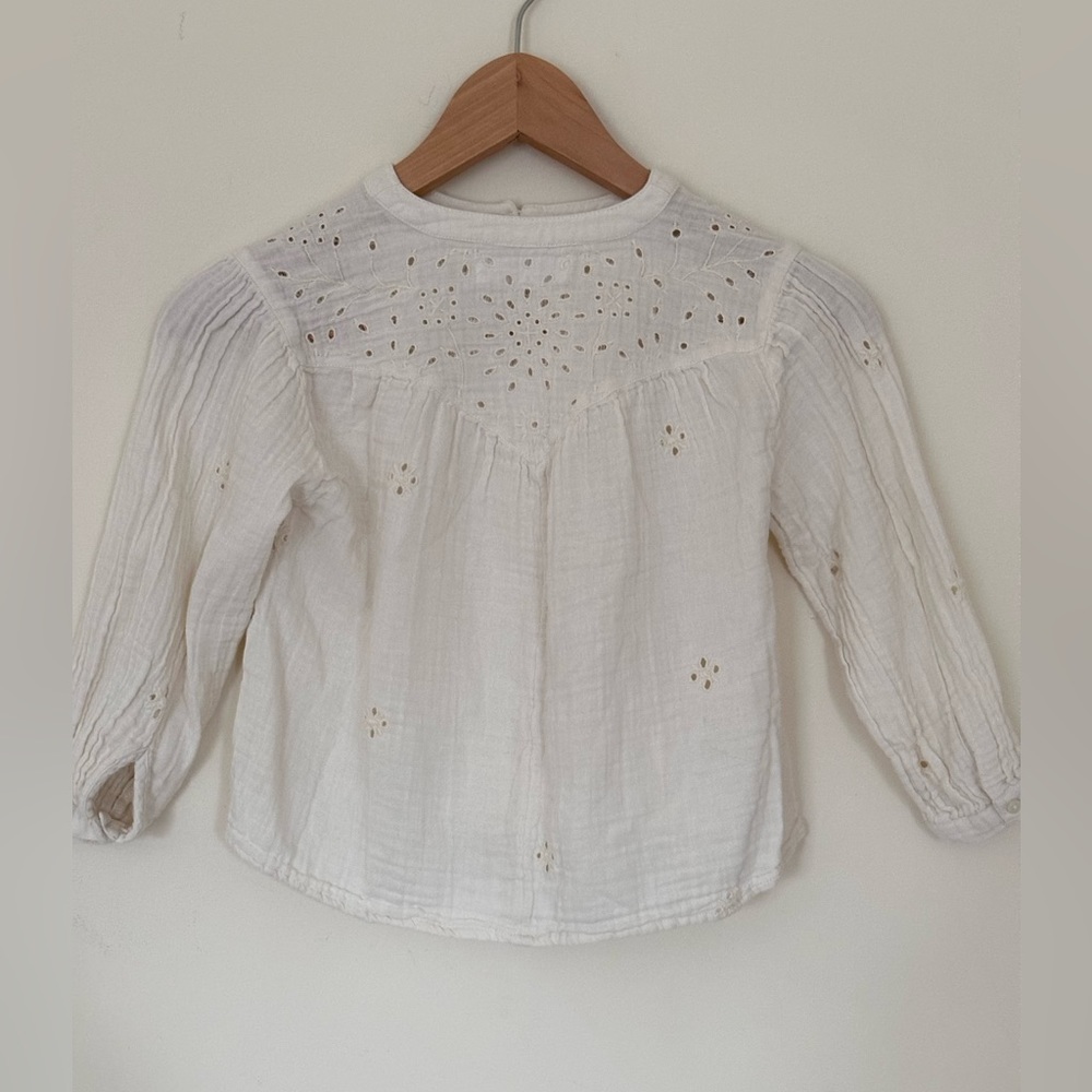 Zara Girl’s Eyelet Cream Blouse size 7 - Picture 2 of 7